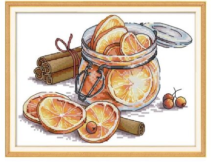 Citroen Telpatroon Aida 14ct 11ct Count Print Canvas Steken Borduurwerk Diy Handgemaakte 14ct unprint canvas