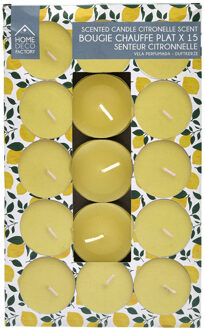Citronella geur theelichtjes - Citrus geur - 15x stuks - waxinelichtjes - geurkaarsen