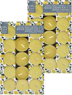 Citronella geur theelichtjes - Citrus geur - 30x stuks - waxinelichtjes - geurkaarsen