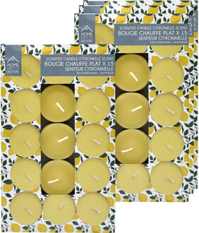 Citronella geur theelichtjes - Citrus geur - 60x stuks - waxinelichtjes - geurkaarsen