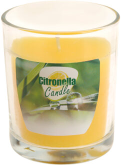 Citronella glazen tafelkaars geel 7 x 8 cm - geurkaarsen