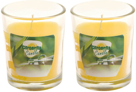 Citronella kaars - 20x - in transparant glas - 5 x 6 cm - citrusgeur