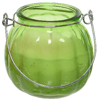 Citronella kaars - glas - groen - 15 branduren - D8 x H8 cm - geurkaarsen