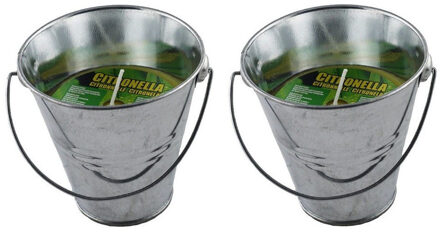 Citronella kaars in metalen emmertje - 3x - H9 cm - 30 branduren - citrusgeur