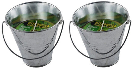 Citronella kaars in metalen emmertje - 8x - H9 cm - 30 branduren - citrusgeur