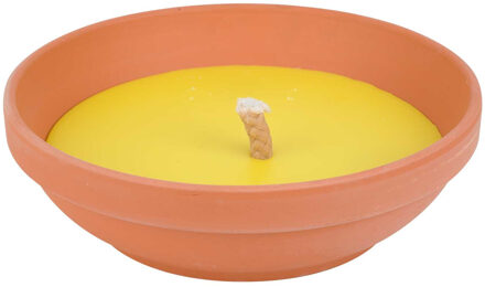 Citronella kaars in terracotta schaal - 23 cm - 15 branduren - citrusgeur - geurkaarsen Geel