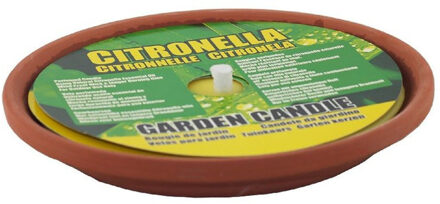 Citronella kaars in terracotta schaaltje - 3 branduren - citrusgeur - geurkaarsen Geel