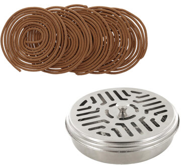 Citronella set - metalen houder - 10x navulspiralen - citronella spiralen - muggen werend