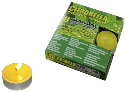 Citronella waxinelichtjes - set van 9x stuks - 3 branduren - citrusgeur - geurkaarsen Geel