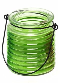 Citronellakaars - in groen geribbeld glas - 8 cm - insecten verjagen - buitenkaars