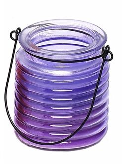 Citronellakaars - in paars geribbeld glas - 8 cm - insecten verjagen - buitenkaars