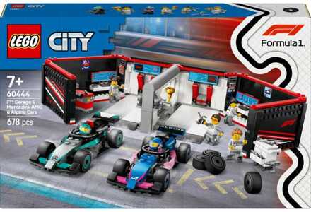 City - F1 garage met Mercedes-AMG en Alpine auto's Constructiespeelgoed