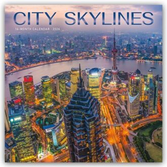 City Skylines Square Wall Sunday Start C - Browntrout Wandkalender - Carousel Calendar