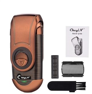 Ckeyin Oplaadbare Scheerapparaat Sterke Power Baard Trimmer Ontharing Scheermes Veiligheid Vergeldende Scheren Machine Spare Folie Hoofd Goud