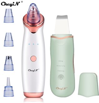 Ckeyin Professionele Skin Peeling Mee-eter Verwijderen Scrubber Schop Exfoliërende + Oplaadbare Comedondrukker Gezicht Porie Schoner Goud