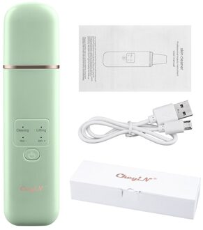 Ckeyin Ultrasone Ems Ion Facial Skin Scrubber Comedondrukker Gezicht Massager Lifting Porie Cleaner Anti Rimpel Peeling groen