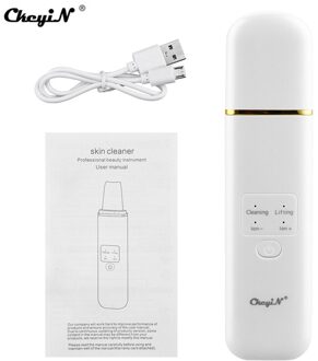 Ckeyin Ultrasone Ems Ion Facial Skin Scrubber Comedondrukker Gezicht Massager Lifting Porie Cleaner Anti Rimpel Peeling wit