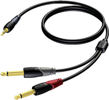 CLA713 3,5mm Jack - 2x 6,35mm Jack mono professionele kabel - 3 meter