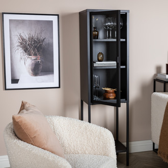 Claes metalen vitrinekast zwart - 40,5 x 150 cm