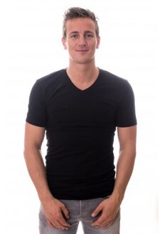Claesens Heren 2-pack V-neck t-shirt - Black- Maat L