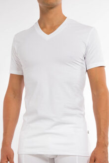 Claesens Heren T-shirt met V-hals - White - Maat S