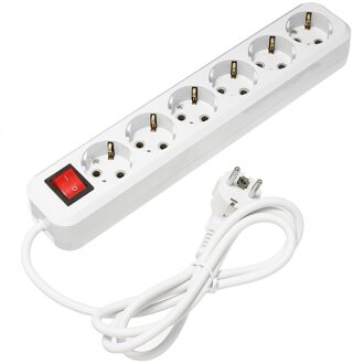 CLAITE EU Plug 6 Outlet Power 250V 10A Power Strip EU Plug Muur Socket Mains Lead Plug Strip Adapter 1.5m Verlengkabel