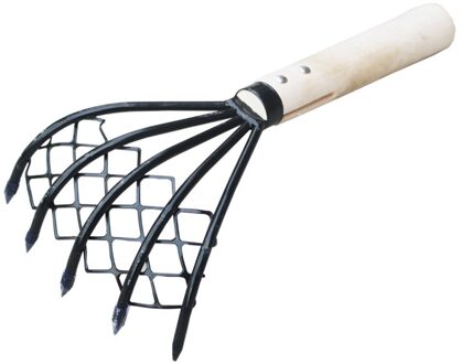 Clam Hark Met Netto 5 Klauw Houten Handvat Hark Shell Graven Tool Graven Zeevruchten Accessoires Hark Escarificador De Cesped Rastrillo