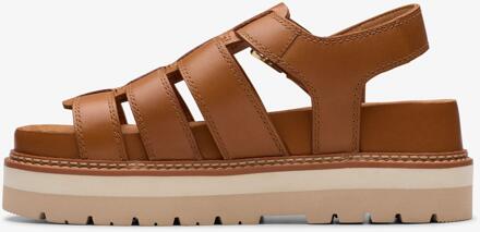 Clarks Orianna Twist Tan Leather Sandalen Bruin