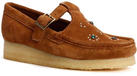Clarks Originals Wallabee T Bar Suede Dames Bruine Schoenen