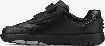 Clarks Rex Stride K Black Leather Schoenen - maat Zwart