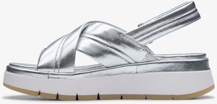 Clarks Toscaanse Kruzzen Zilveren Leren Sandalen - EU 38.5 / UK 5.5