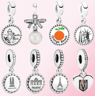 Classic 100% 925 Sterling Silver Orange Beach Woman Holy Family Barcelona Statue of Liberty Dangle Charm Pendant For Women