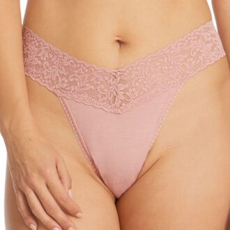 Classic Cotton Original Rise Thong Roze - One Size