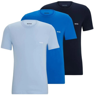 Classic Crew Neck T-shirt Heren (3-pack) blauw - lichtblauw - navy - XL