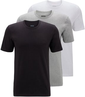 Classic Crew Neck T-shirt Heren (3-pack) wit - grijs - zwart - L