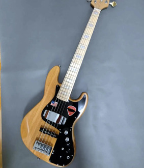 Classic custom 5 string bass electric guitar, elm natural color, perfect sound quality, free delivery