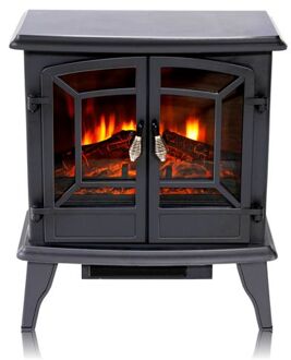 Classic Fire Sfeerhaard Elektrisch Narvik - Electrische Haard met Verwarming, Bedieningspaneel en Timer Zwart