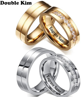 Classic Lovers Engrave Name Wedding Rings for Women Men Couple Promise Ring Titanium Stainless Steel Engagement Jewelry