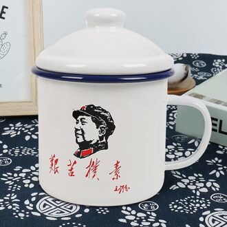 Classic Nostalgische Emaille Beer Cup Mok Chinese Retro Literaire Thee Mok Melk Koffie Cup Instant Noodle Kom B / 1200ml