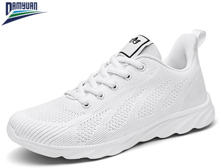 Classic Slim Women's Vulcanize Shoes Breathable Flying Woven White Casual Shoes Comfortable Outdoor Walking Sports Shoes