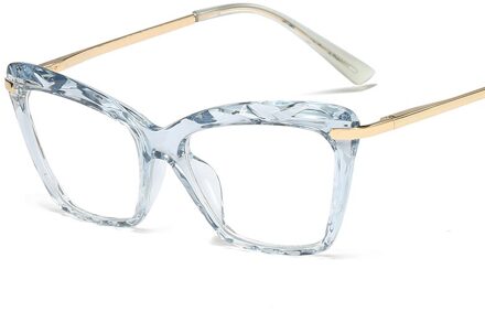 Classic Vintage Crystal Brilmontuur Vrouwen Vierkante Metalen Transparante Computer Brillen Optische Vrouwen Brillen Frames blauw