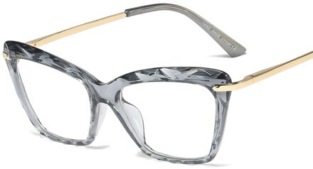 Classic Vintage Crystal Brilmontuur Vrouwen Vierkante Metalen Transparante Computer Brillen Optische Vrouwen Brillen Frames grijs