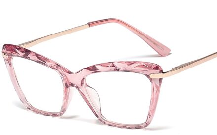 Classic Vintage Crystal Brilmontuur Vrouwen Vierkante Metalen Transparante Computer Brillen Optische Vrouwen Brillen Frames roze