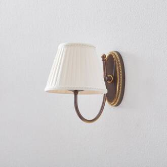 Classic - wandlamp met gebogen arm ivoor, oud-messing