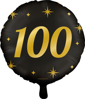 Classy Folieballon 100 Jaar Zwart/Goud (46cm) Zwart, Goud - Brons