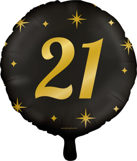 Classy Folieballon 21 Jaar Zwart/Goud (46cm) Zwart, Goud - Brons