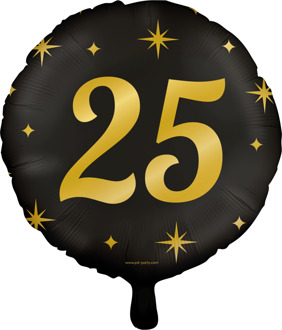 Classy Folieballon 25 Jaar Zwart/Goud (46cm) Zwart, Goud - Brons