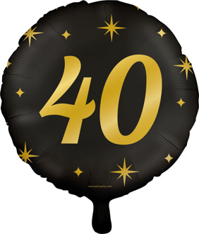 Classy Folieballon 40 Jaar Zwart/Goud (46cm) Zwart, Goud - Brons