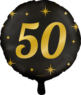 Classy Folieballon 50 Jaar Zwart/Goud (46cm) Zwart, Goud - Brons