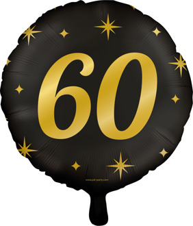 Classy Folieballon 60 Jaar Zwart/Goud (46cm) Zwart, Goud - Brons